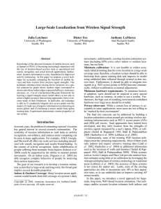 Large-Scale Localization from Wireless Signal Strength Julia Letchner Dieter Fox Anthony LaMarca