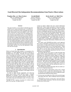 Goal-Directed Site-Independent Recommendations from Passive Observations Tingshao Zhu Gerald H¨aubl Kevin Jewell