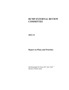 RCMP EXTERNAL REVIEW COMMITTEE 2012-13 Report on Plans and Priorities