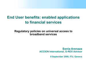 End User benefits: enabled applications to financial services broadband services
