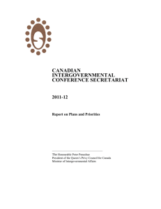 CANADIAN INTERGOVERNMENTAL CONFERENCE SECRETARIAT 2011-12