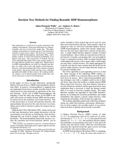 Decision Tree Methods for Finding Reusable MDP Homomorphisms Alicia Peregrin Wolfe