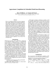 Approximate Compilation for Embedded Model-based Reasoning Barry O’Sullivan and Gregory M. Provan