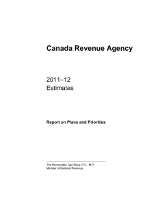 Canada Revenue Agency 2011–12 Estimates Report on Plans and Priorities