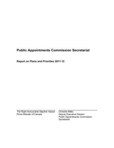 Public Appointments Commission Secretariat Report on Plans and Priorities 2011-12