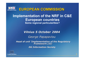 Implementation of the NRF in C&amp;E European countries EUROPEAN COMMISSION