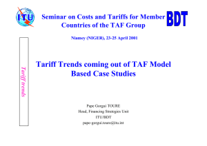 Tariff Trends coming out of TAF Model Based Case Studies