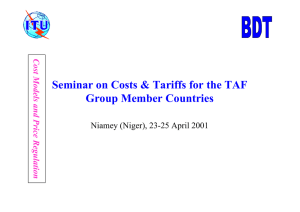 Seminar on Costs &amp; Tariffs for the TAF Group Member Countries