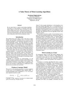 A Value Theory of Meta-Learning Algorithms Abraham Bagherjeiran