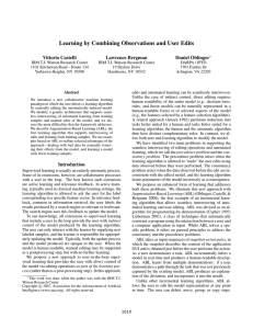 Learning by Combining Observations and User Edits Vittorio Castelli Lawrence Bergman Daniel Oblinger