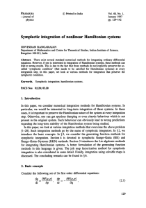 Symplectic  integration  of nonlinear Hamiltonian  systems January