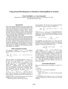 Using Iterated Best-Response to Find Bayes-Nash Equilibria in Auctions Introduction