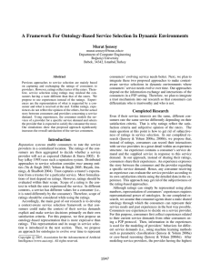 A Framework For Ontology-Based Service Selection In Dynamic Environments Murat S¸ensoy