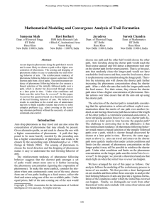 Mathematical Modeling and Convergence Analysis of Trail Formation Sameena Shah Ravi Kothari Jayadeva