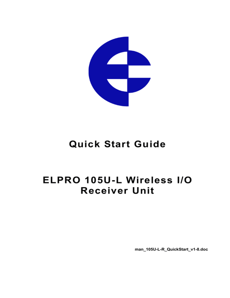 Quick Start Guide ELPRO 105U L Wireless I O Receiver Unit