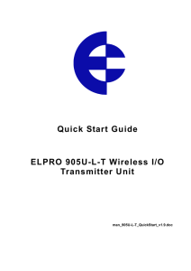 Quick Start Guide ELPRO 905U-L-T Wireless I/O Transmitter Unit