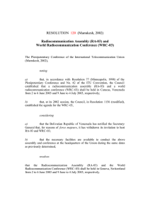 RESOLUTION (Marrakesh, 2002) 120 Radiocommunication Assembly (RA-03) and