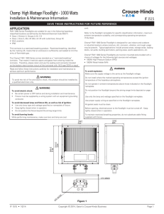 Champ High Wattage Floodlight - 1000 Watts Installation &amp; Maintenance Information IF 1515