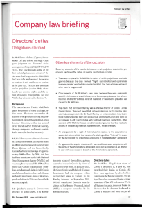 Directors'duties Obligations clarified Other key elements of the decision