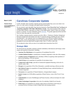 Carolinas Corporate Update