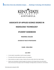 ASSOCIATE OF APPLIED SCIENCE DEGREE IN RADIOLOGIC TECHNOLOGY STUDENT HANDBOOK REGIONAL COLLEGE