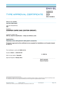 TYPE APPROVAL CERTIFICATE COOPER CAPRI SAS (EATON GROUP) This is to certify: