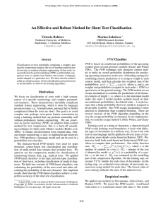 An Effective and Robust Method for Short Text Classification Victoria Bobicev