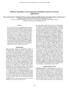 Efficient Algorithms to Solve Bayesian Stackelberg Games for Security Applications