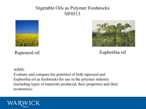 Vegetable Oils as Polymer Feedstocks NF0513 Euphorbia oil Rapeseed oil