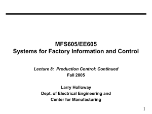 MFS605/EE605 Systems for Factory Information and Control 1