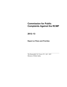 Commission for Public Complaints Against the RCMP 2012–13 Report on Plans and Priorities