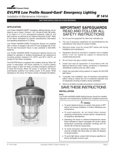 EVLPFB Low Profile Hazard•Gard Emergency Lighting IMPORTANT SAFEGUARDS READ AND FOLLOW ALL