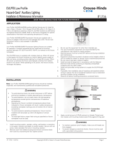 EVLPFB Low Profile Hazard•Gard® Auxiliary Lighting IF 1716 Installation &amp; Maintenance Information