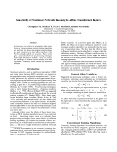 Sensitivity of Nonlinear Network Training to Affine Transformed Inputs