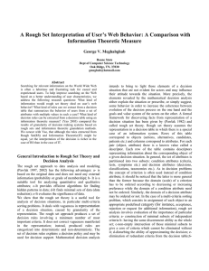 A Rough Set Interpretation of User’s Web Behavior: A Comparison... Information Theoretic Measure  George V. Meghabghab
