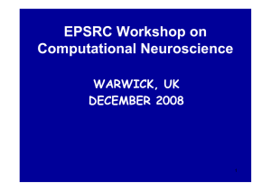 EPSRC Workshop on Computational Neuroscience WARWICK, UK DECEMBER 2008
