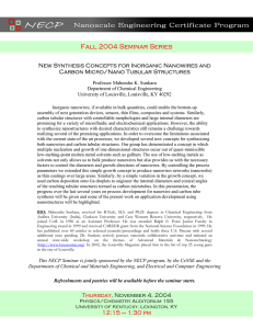 Fall 2004 Seminar Series New Synthesis Concepts for Inorganic Nanowires and