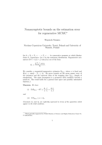 Nonasymptotic bounds on the estimation error for regenerative MCMC ∗ Wojciech Niemiro