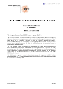 CALL FOR EXPRESSION OF INTEREST Seconded National Experts for the ERCEA