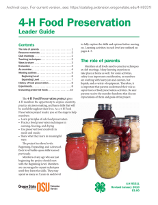 4-H Food Preservation Leader Guide Contents