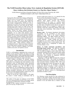 The NASD Securities Observation, News Analysis &amp; Regulation System (SONAR)