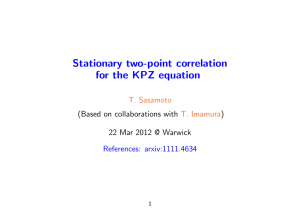 Stationary two-point correlation for the KPZ equation T. Sasamoto T. Imamura