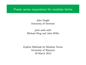 Power series expansions for modular forms
