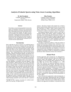 Analysis of Galactic Spectra using Noise-Aware Learning Algorithms H. Jair Escalante