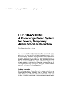 : HUB SIAASHING A Knowledge-Based System for Severe, Temporary