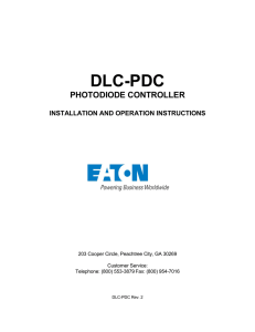 DLC-PDC PHOTODIODE CONTROLLER  INSTALLATION AND OPERATION INSTRUCTIONS