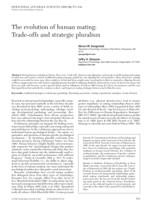 The evolution of human mating: Trade-offs and strategic pluralism 23, Steven W. Gangestad