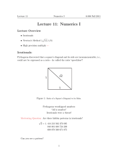 Lecture 11: Numerics I Lecture Overview