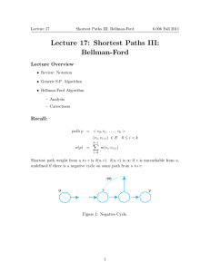 Lecture 17: Shortest Paths III: Bellman-Ford Lecture Overview