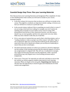 Essential Design Step Three: Plan your Learning Materials